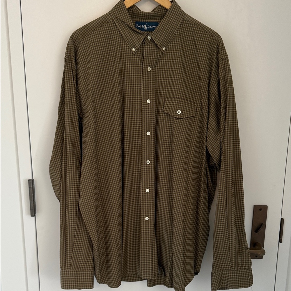 Ralph Lauren Men's Button-Down Collar with One Button Flap Pocket Shirt 18|XXL
